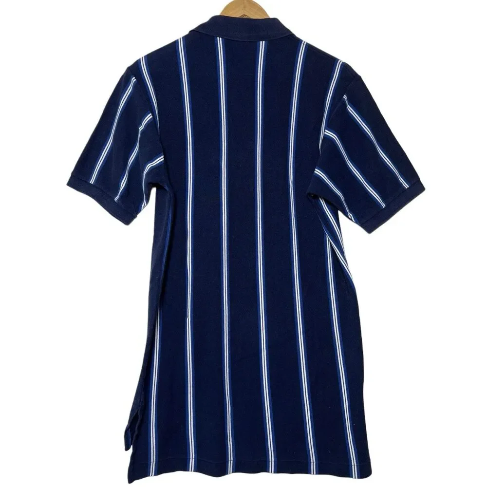 Ralph Lauren Polo Golf Blue Striped Polo Crest Logo Men's Size Medium Club Crest
